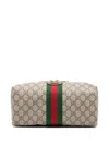 Gucci Beige And Ebony Beauty Case With Web Detail And Logo Detail In Gg Supreme Canvas Man In White