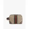 Gucci Monogram-print Brand-plaque Coated-canvas Washbag In B.eb/n.acero/vrv