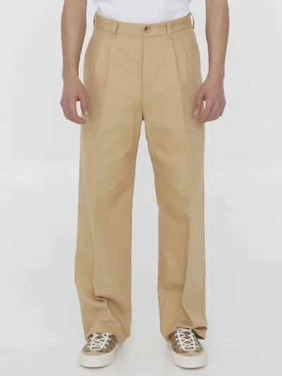 Gucci Men Beige Cotton Pants