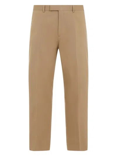 GUCCI MEN'S BEIGE COTTON TROUSERS