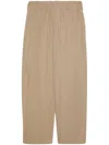 GUCCI MEN'S BEIGE COTTON PANTS WITH EMBROIDERED LOGO AND ELASTICATED WAISTBAND