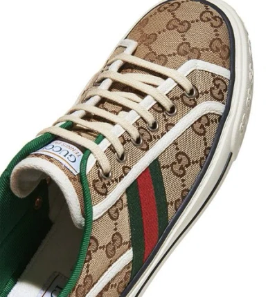 Pre-owned Gucci Men's Beige Ebony Gg Tennis 1977 /  Size 8 Under Retail $790 ? In Brown