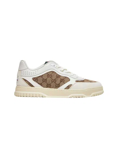 GUCCI GUCCI MEN BEIGE GUCCI RE-WEB SNEAKERS