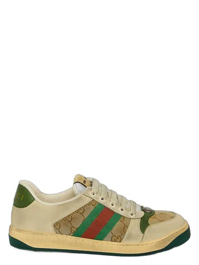 GUCCI MEN'S BEIGE SCREENER LOW SNEAKER