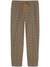 Gucci Jacquard Fabric Jogging Trousers With Horsebit In Tan