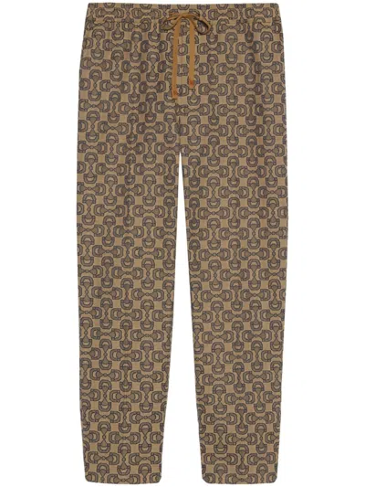 Gucci Men's Beigebony Horsebit Canvas Pants For Ss23 In Tan