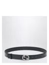 Gucci Belt With Gg Engraved Buckle Men In Black