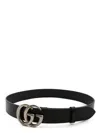 Gucci Men's Belt With Silver-tone Double G Buckle In Black