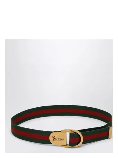 GUCCI MEN'S BELT WITH WEB MOTIF AND LOGO BUCKLE | SIZE 95 EU | 787895HAAGV