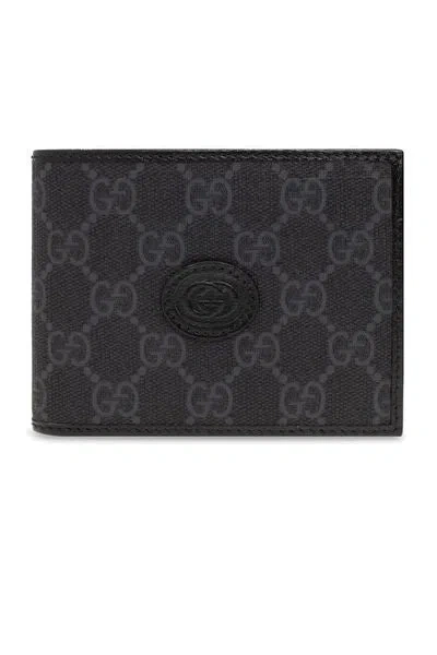 Gucci Men's Bi-fold Wallet In Black And Ebony Gg Fabric
