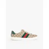 Gucci Ace Gg Supreme Canvas Sneakers In Biege Ebony