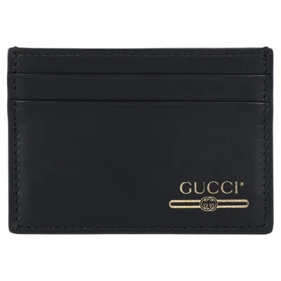 Pre-owned Gucci Men's Black Calfskin Leather Cardholder, Made In Italy, 2020