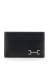 Gucci Men Black Card Holder With Horsebit On The Front In Leather Man In Black