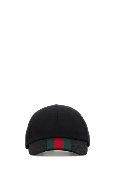 Gucci Men Black Gg Supreme Fabric Baseball Cap