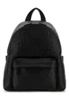 Gucci Jumbo Leather Gg Backpack With Adjustable Straps In Black