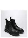 Gucci Black Leather Ankle Boot With Web Detail Men