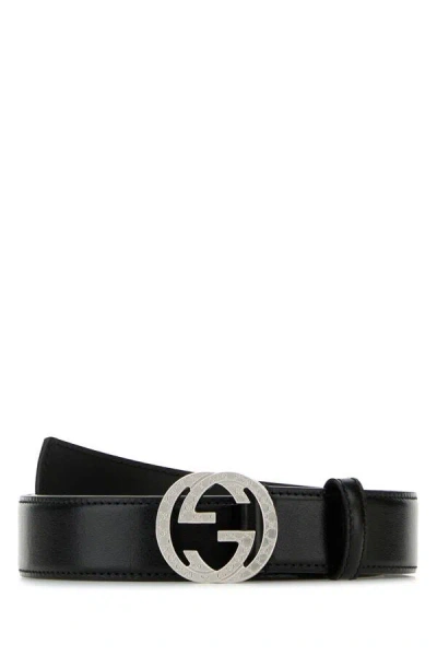 Gucci Men Black Leather Belt