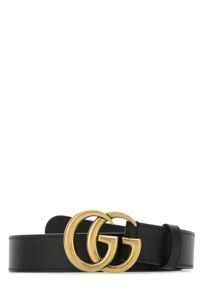 Gucci Men Black Leather Belt