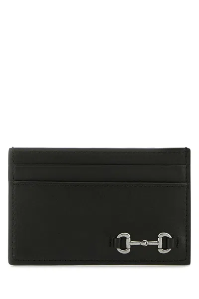 Gucci Men Black Leather Card Holder