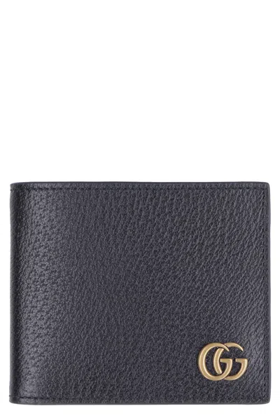 Gucci Black Leather Flap-over Wallet For Men By  In Black