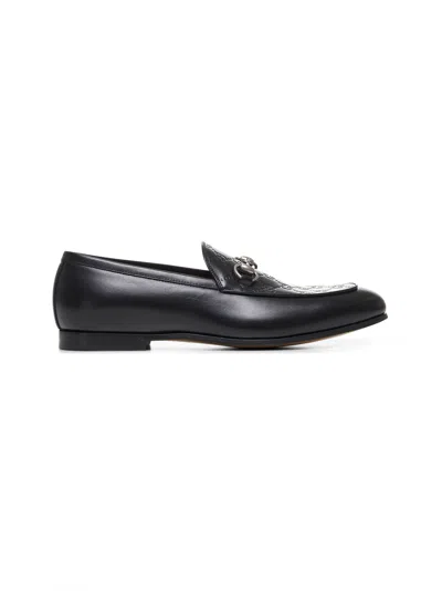 Gucci Men Black Leather Horsebit Loafers