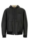 Gucci Leather Jacket With Front Pockets And Hood