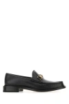 Gucci Men Black Leather Loafers In Black
