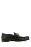 Gucci Men Black Leather Loafers In Black