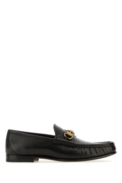 Gucci Men Black Leather Loafers