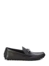 GUCCI MEN'S BLACK LEATHER LOAFERS WITH SILVER HORSEBIT DETAIL