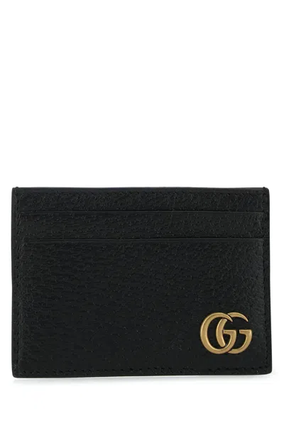 Gucci Men Black Leather Marmont Card Holder