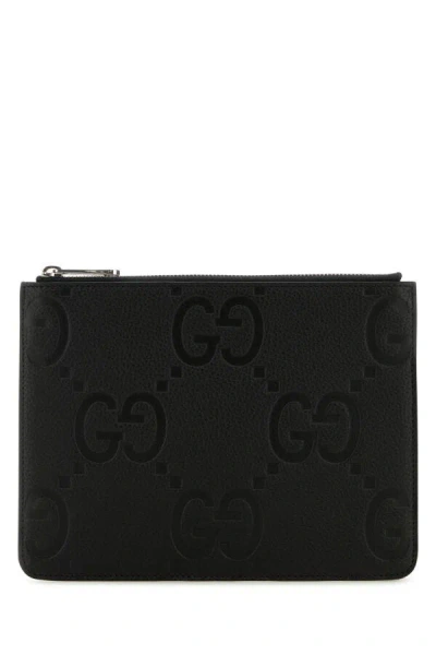Gucci Men Black Leather Medium Clutch