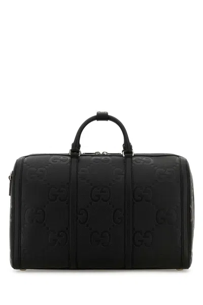 Gucci Men Black Leather Travel Bag