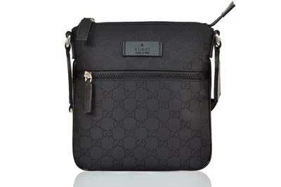 Gucci Men's Black Messenger Bag Gg Canvas Fabric Mod. 449183 G1xhn 8615 In Nero