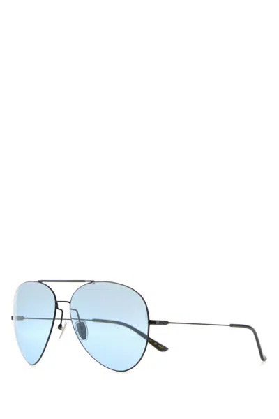 Gucci Men Black Metal Pilot Sunglasses In Blue