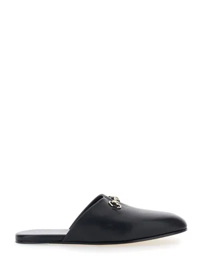 GUCCI GUCCI MEN BLACK MULE WITH HORSEBIT ON THE FRONT IN SMOOTH LEATHER MAN