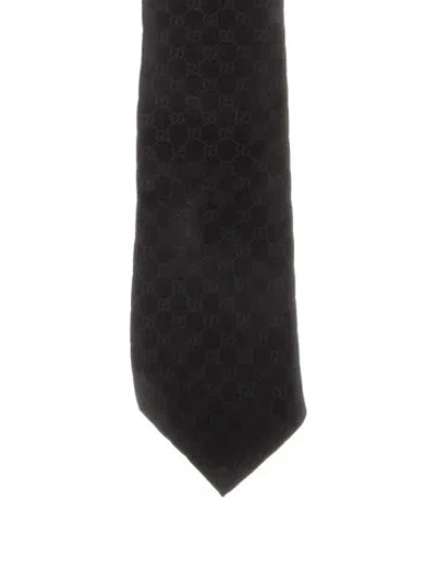Pre-owned Gucci Men's Black Silk  Tie