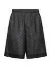 Gucci Gg Pattern Elasticated-waist Track Shorts In Black