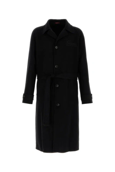 GUCCI GUCCI MEN BLACK WOOL BLEND COAT
