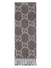 Gucci Strickschal Aus Gg Jacquard Mit Quasten In Black