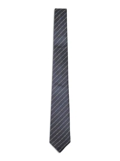 Gucci Men Blue Horsebit Silk Jacquard Tie In Black