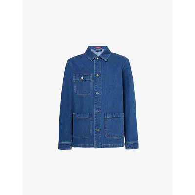 Gucci Mens Blue Mix Patch-pocket Relaxed Fit Cotton-denim Jacket