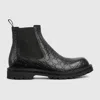Gucci Black Leather Ankle Boot With Web Detail Men In Black