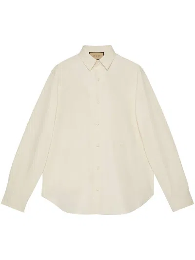 Gucci Men's Boxy Cotton Shirt For Ss23 In Plaster Color In Tan