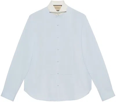 GUCCI MEN'S BOXY SHIRT PIECE DYED POPELINE