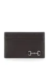 Gucci Men Brown Card Holder With Horsebit On The Front In Leather Man In Brown