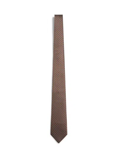 Gucci Men Brown Gg Silk Jacquard Tie