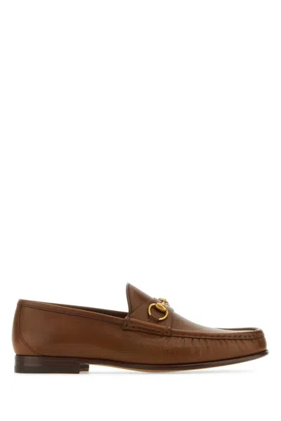 Gucci Men Brown Leather Loafers
