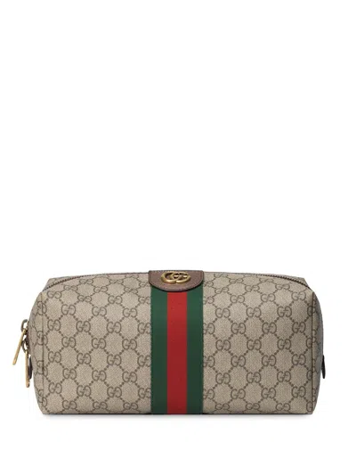 Gucci Leather Toiletry Case In Brown