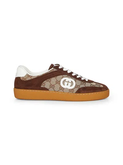 GUCCI GUCCI MEN BROWN SUEDE G75 SNEAKERS
